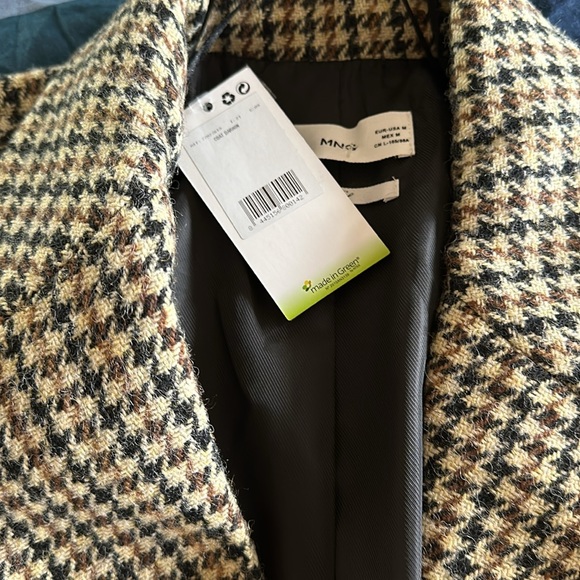 NWT MANGO Houndstooth Wool Blend Coat Oversize - Picture 10 of 12
